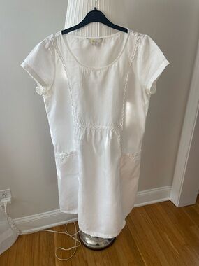Boden White Cotton Lace-Panel Midi Dress